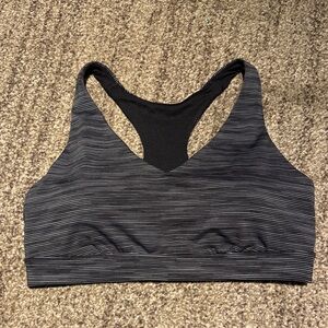 Tek Gear Black and Gray Striped Sports Bra